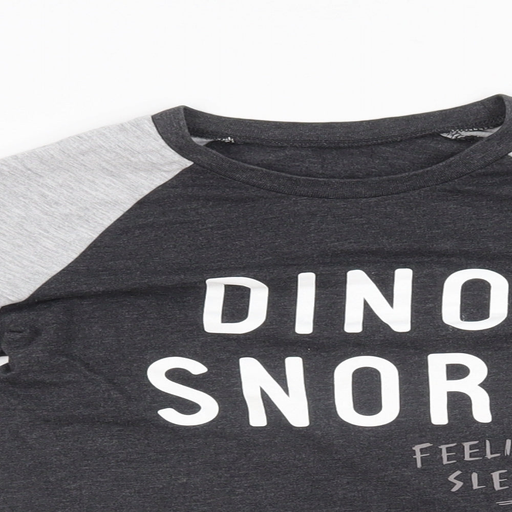 George Boys Grey Solid   Pyjama Top Size 8-9 Years  - Dino snore graphic