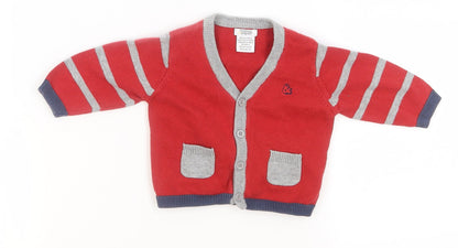 Front view of mamas & papas Red Basic Jacket Jacket Size Newborn