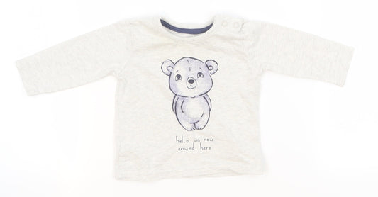 George Boys Grey   Basic T-Shirt Size 0-3 Months  - bear