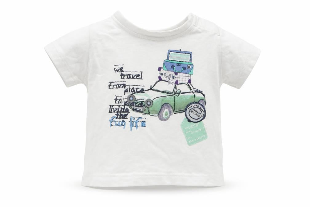 Marks & Spencer Boys White   Basic T-Shirt Size 0-3 Months  - Cars