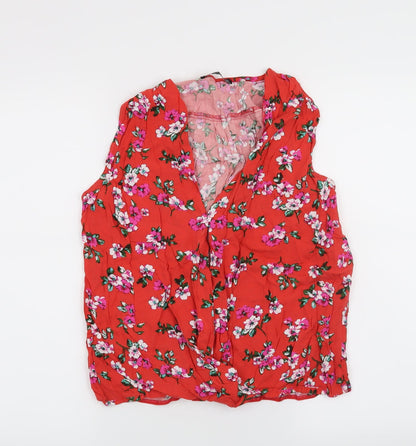 Front view of Atmosphere women’s red floral basic blouse, size UK 12