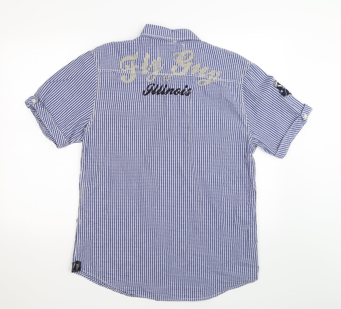 Fly Guy Mens Blue Check   Button-Up Size XL
