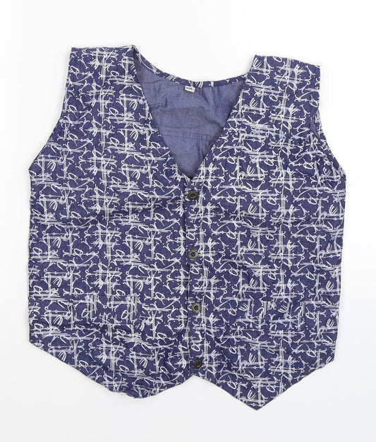 Bonobo Boys Blue Floral Denim Vest Jumper Size 2XL  - waistcoat