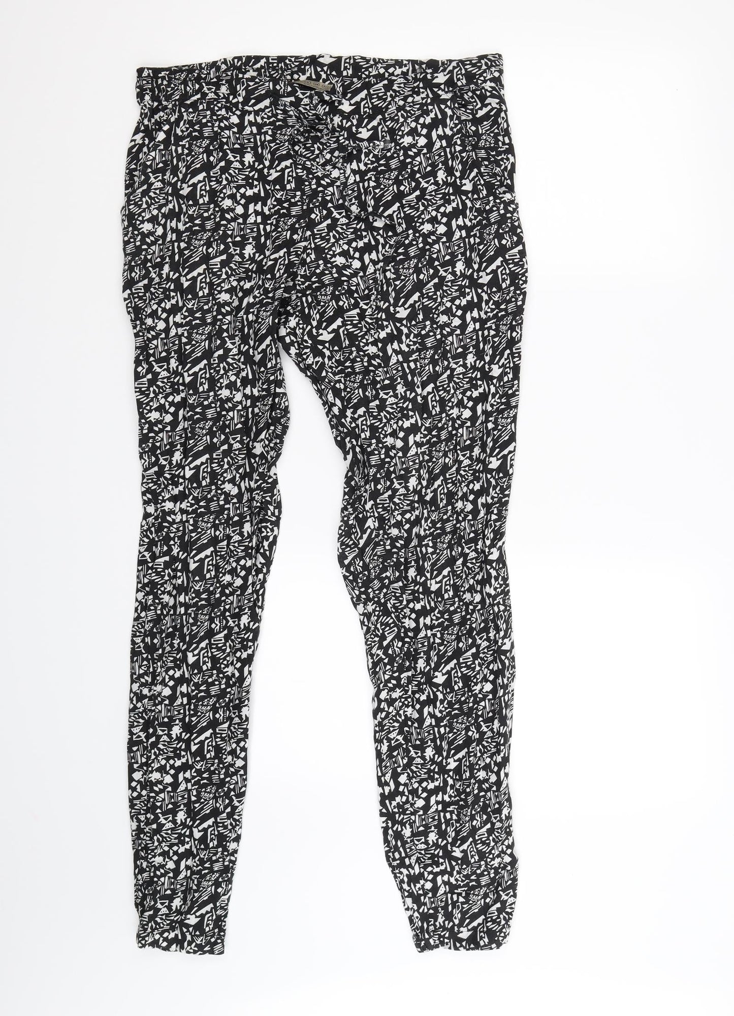 Atmosphere Womens Black Geometric  Jogger Trousers Size 6 L28 in