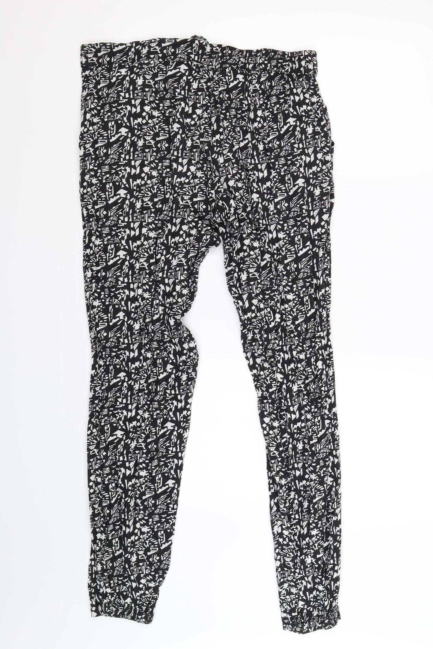 Atmosphere Womens Black Geometric  Jogger Trousers Size 6 L28 in