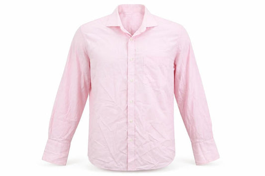 Front view of Next men’s pink check button-up, size 15
