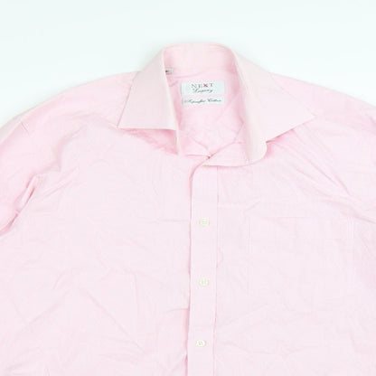 Close-up detail of Next men’s pink check button-up, size 15