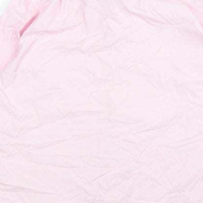 Brand and care label for Next men’s pink check button-up, size 15