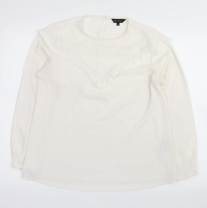 Front view of New Look women’s white basic blouse, size UK 10