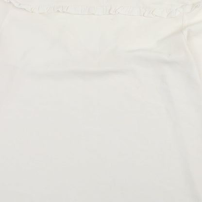 Brand and care label for New Look women’s white basic blouse, size UK 10