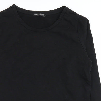 Close-up detail of Atmosphere women’s black basic blouse, size UK 8