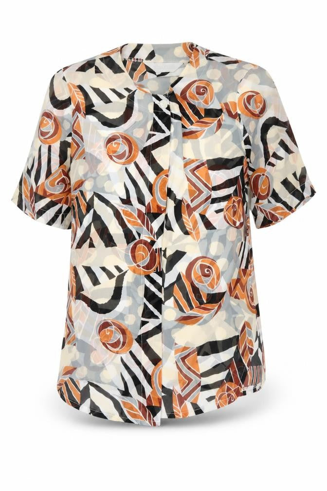 SENSATIONS Womens Ivory Floral  Basic Button-Up Size 10