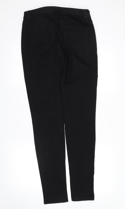 Back view of denim co women’s black denim straight jeans, size UK 12