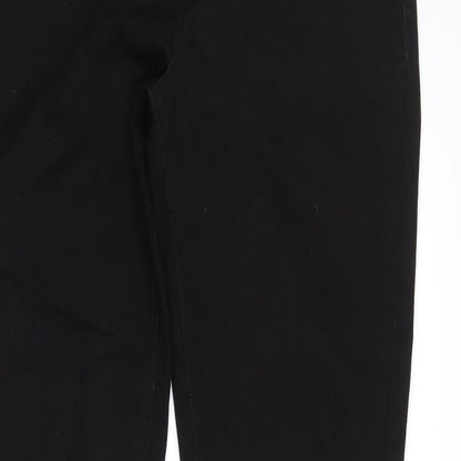 Close-up detail of denim co women’s black denim straight jeans, size UK 12