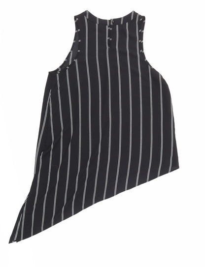 Back view of eve women’s black striped basic blouse, size UK 14