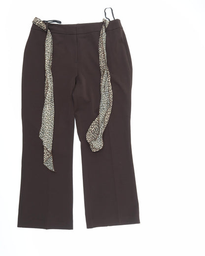 Front view of Berkertex women’s brown trousers, size UK 14, 27-inch leg