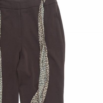 Close-up detail of Berkertex women’s brown trousers, size UK 14, 27-inch leg