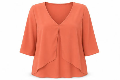 Front view of Atmosphere women’s brown basic blouse, size UK 14