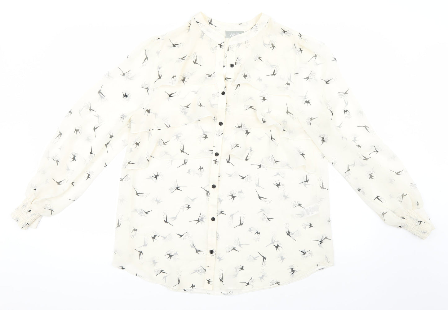 Wallis Womens White Animal Print  Basic Button-Up Size M