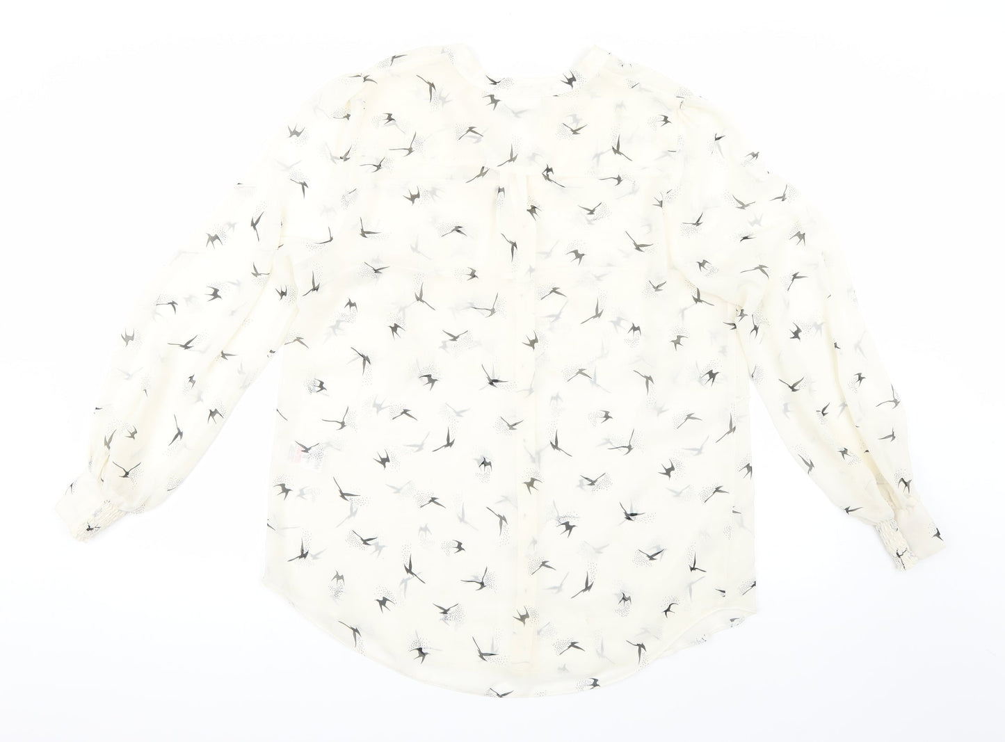 Wallis Womens White Animal Print  Basic Button-Up Size M