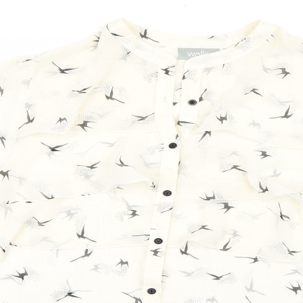 Wallis Womens White Animal Print  Basic Button-Up Size M