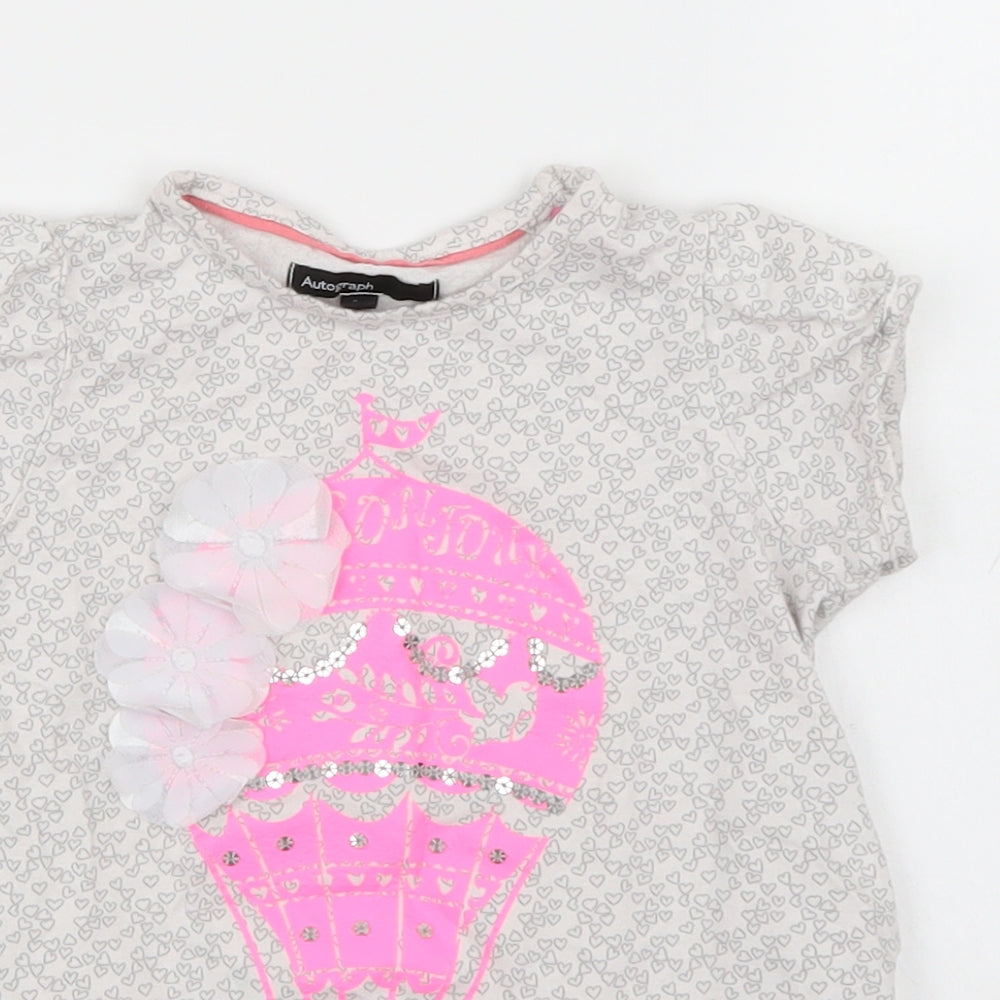 Autograph Girls Grey Polka Dot  Basic T-Shirt Size 2-3 Years