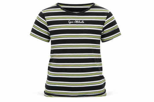 George Girls Black Striped  Basic T-Shirt Size 6-7 Years