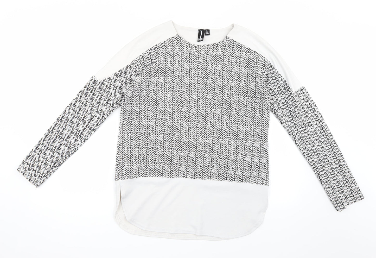 Izabel Womens White Geometric  Pullover Jumper Size 12