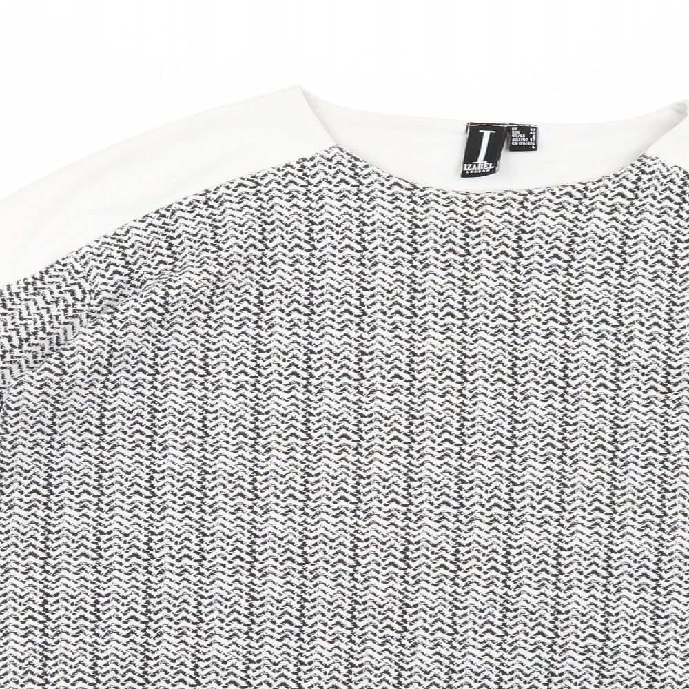 Izabel Womens White Geometric  Pullover Jumper Size 12