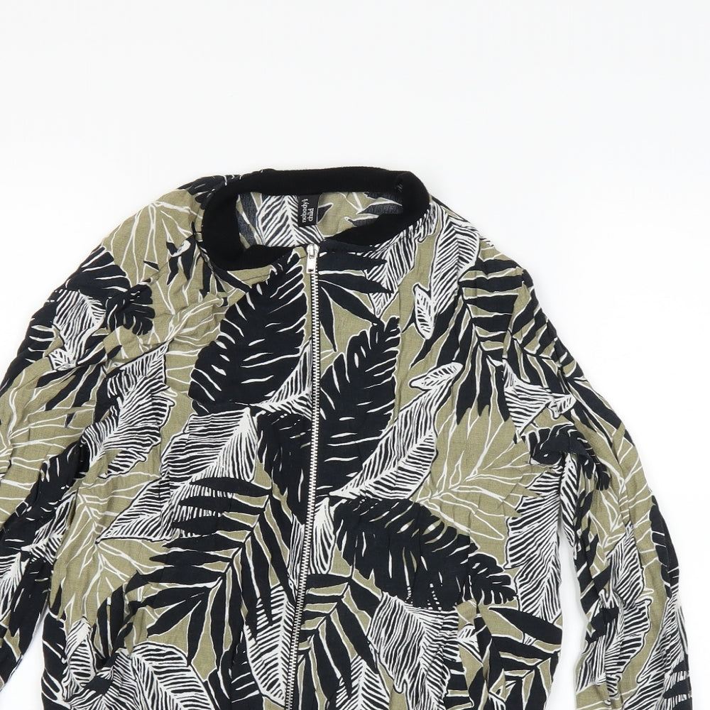 Nobody Womens Brown Floral  Bomber Jacket Jacket Size 6