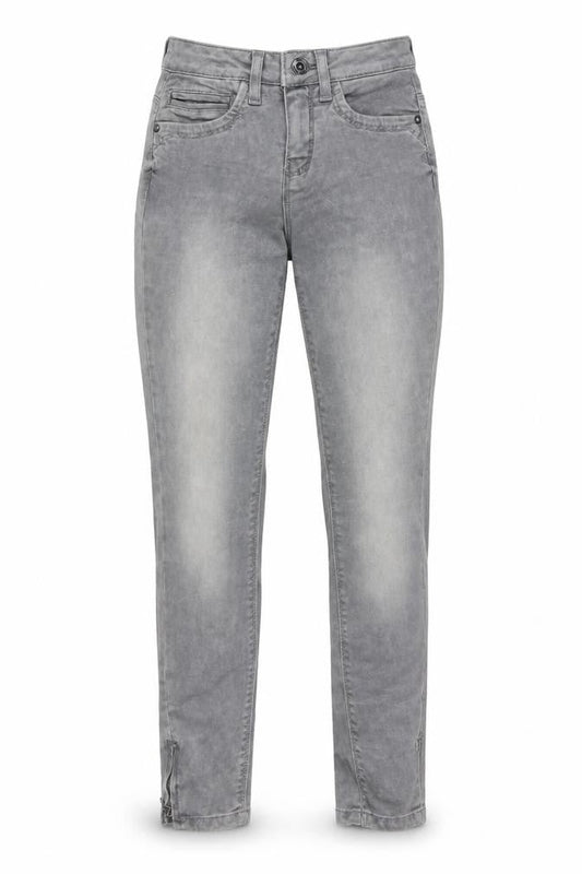 Front view of Only women’s grey straight jeans, size UK 4, 27-inch leg