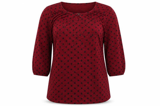 Front view of Presence women’s red basic t-shirt, size UK 16