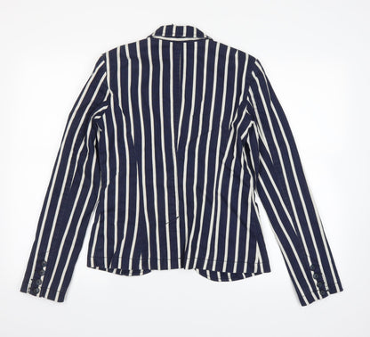 Back view of Next women’s blue striped jacket, size UK 8
