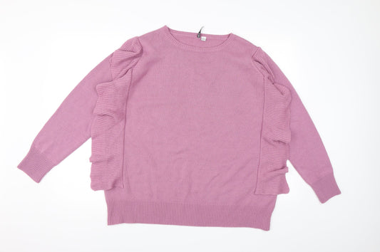 CAPSULE Womens Purple  Knit Pullover Jumper Size 18  - Frill Detail