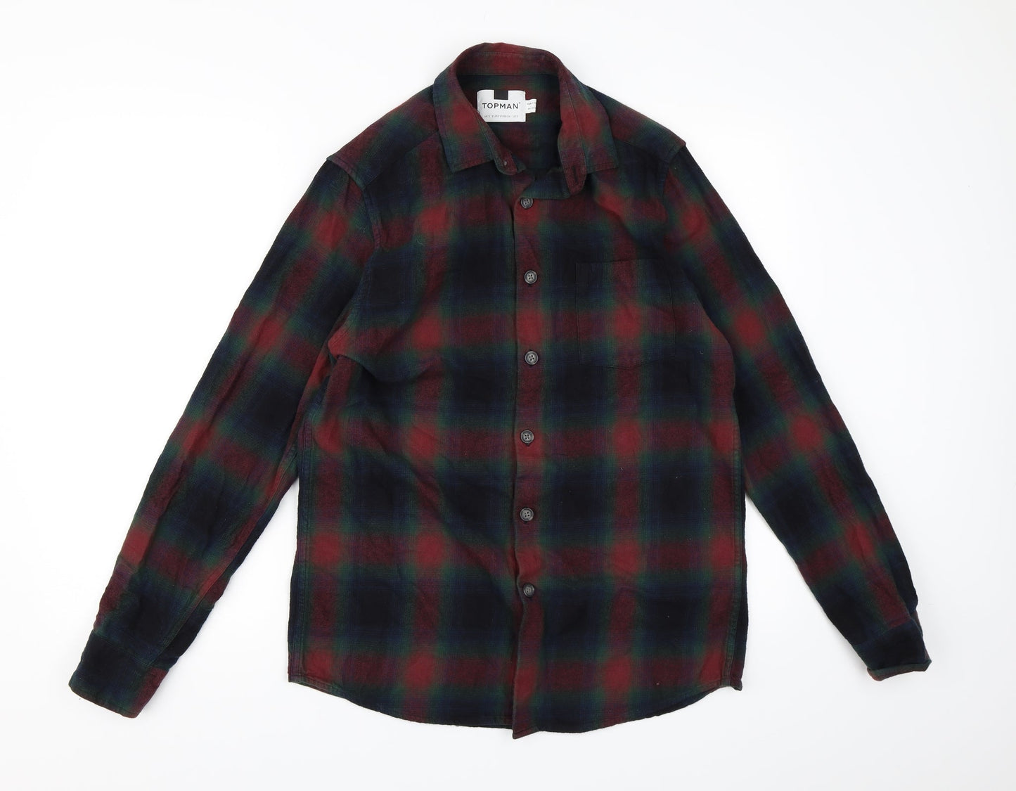 Topman Mens Red Check   Button-Up Size S