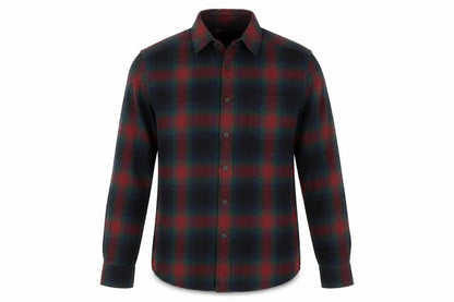 Front view of Topman men’s red check button-up, size S