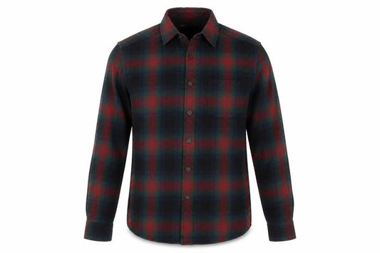 Front view of Topman men’s red check button-up, size S