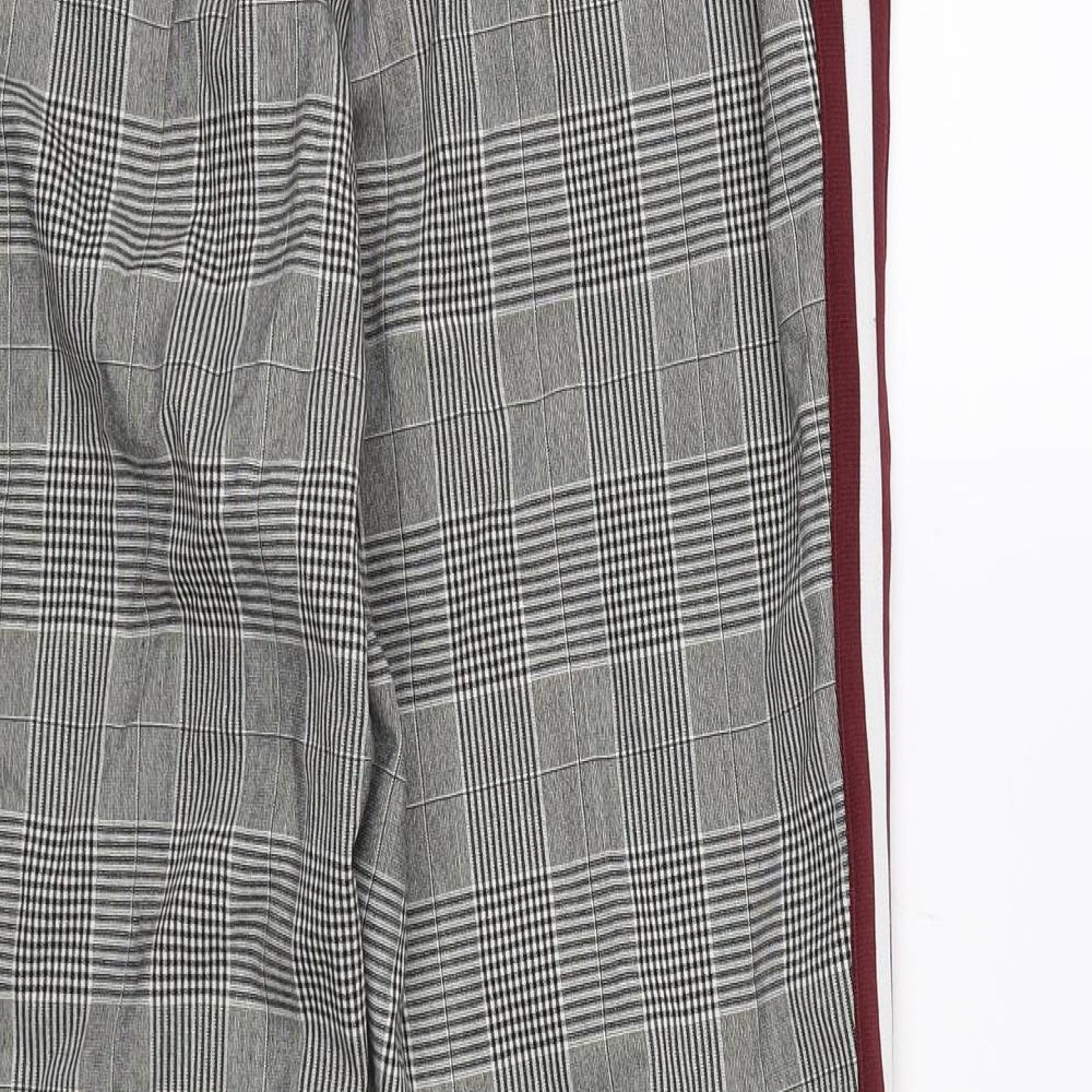 F&F Womens Grey Check Rayon Trousers  Size 10 L26 in