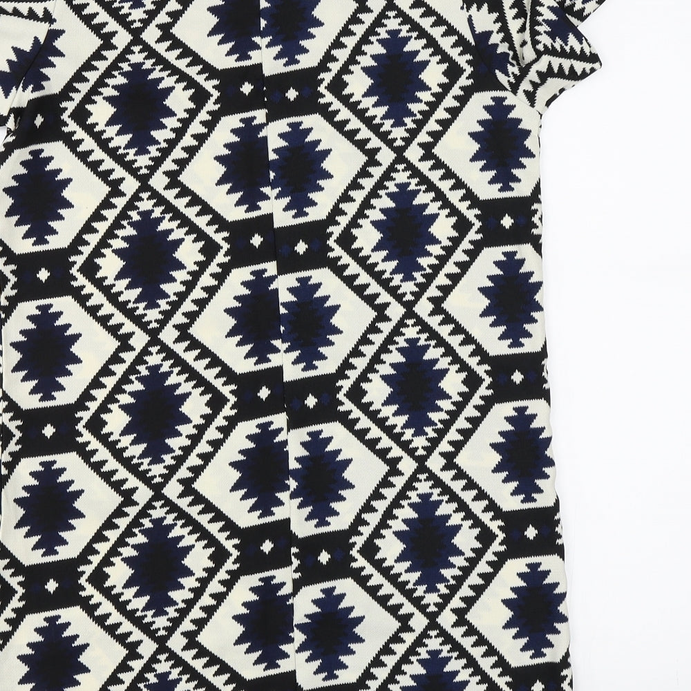 Vera & Lucy Womens White Geometric  T-Shirt Dress  Size S