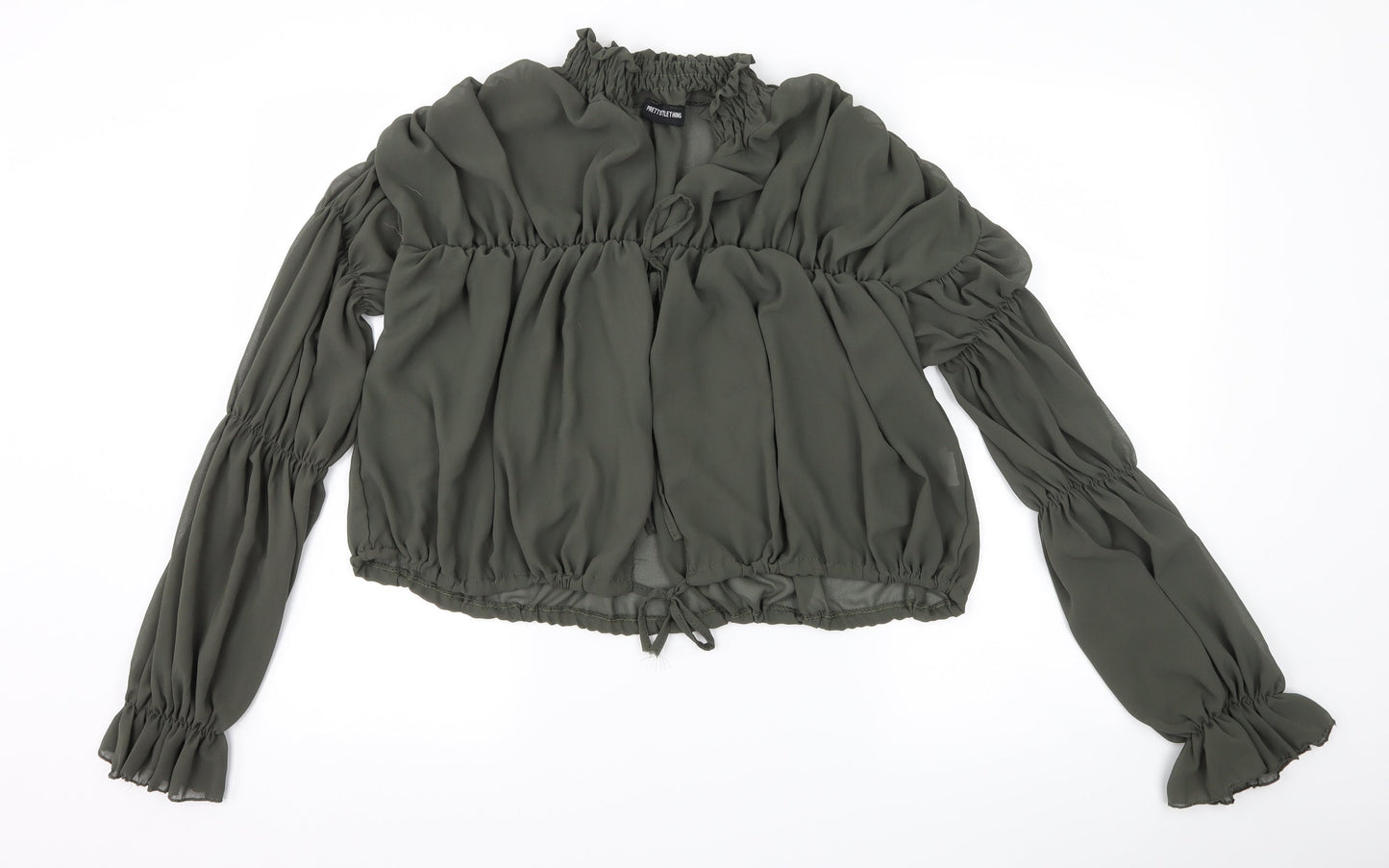 PRETTYLITTLETHING Womens Green   Basic Blouse Size 12