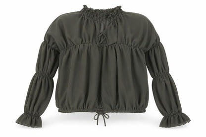 Front view of PRETTYLITTLETHING women’s green basic blouse, size UK 12