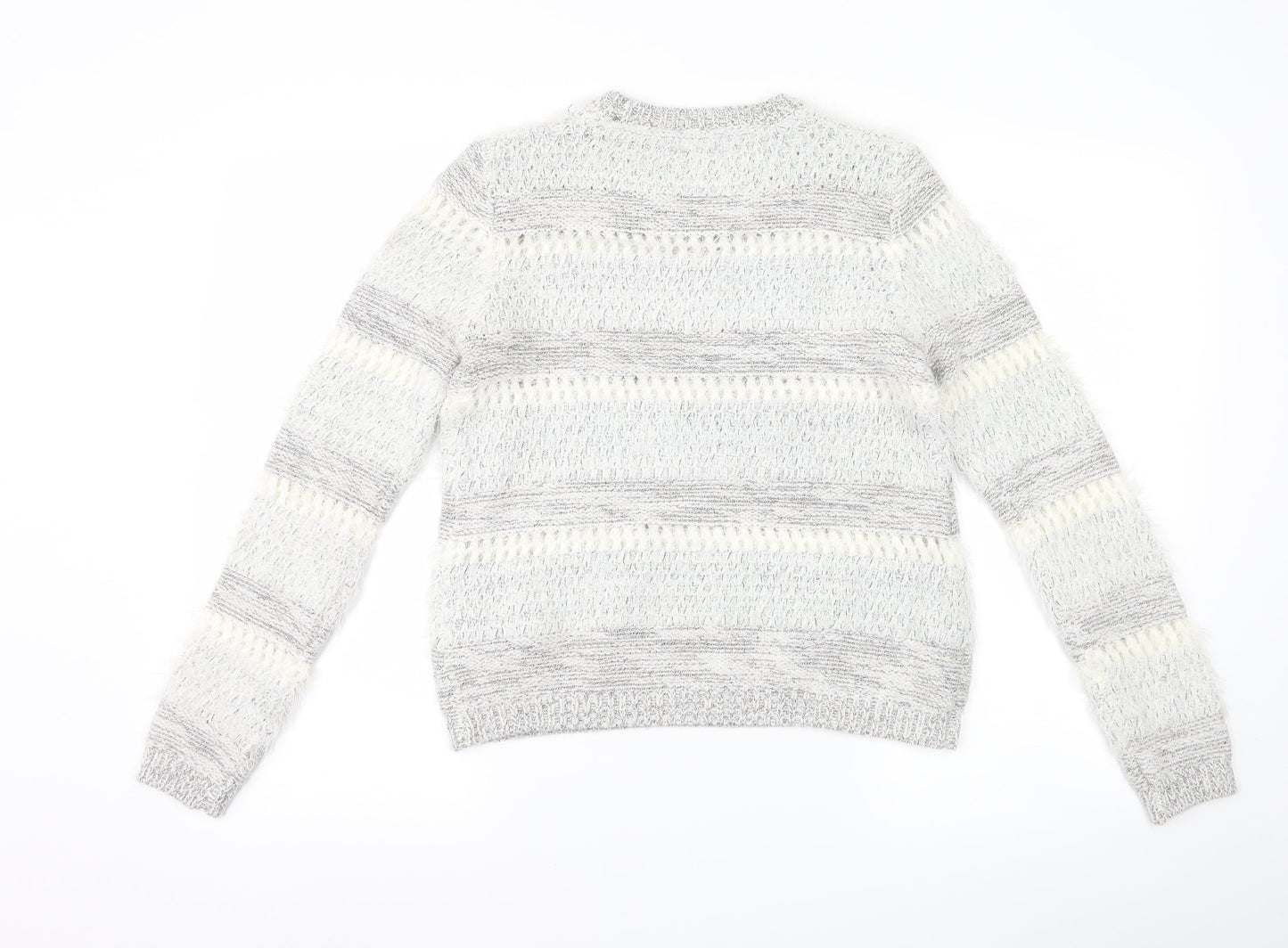 F&F Womens Grey Striped  Pullover Jumper Size 8
