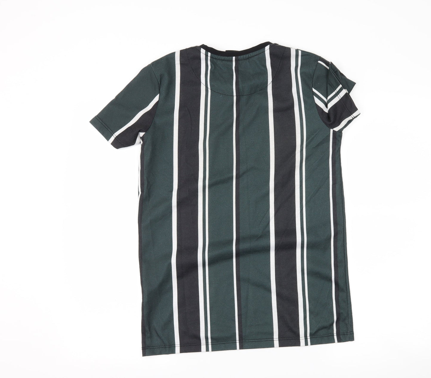 Criminal Damage Mens Green Striped   T-Shirt Size XS