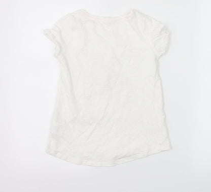 Back view of H&M girls’ white basic t-shirt, size 9-10, years - butterflies