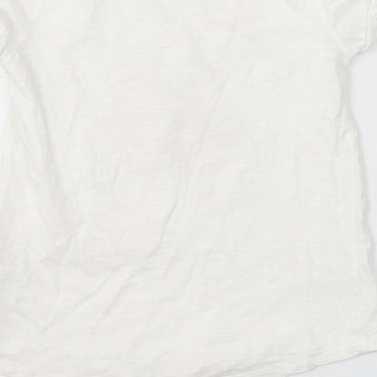 Brand and care label for H&M girls’ white basic t-shirt, size 9-10, years - butterflies