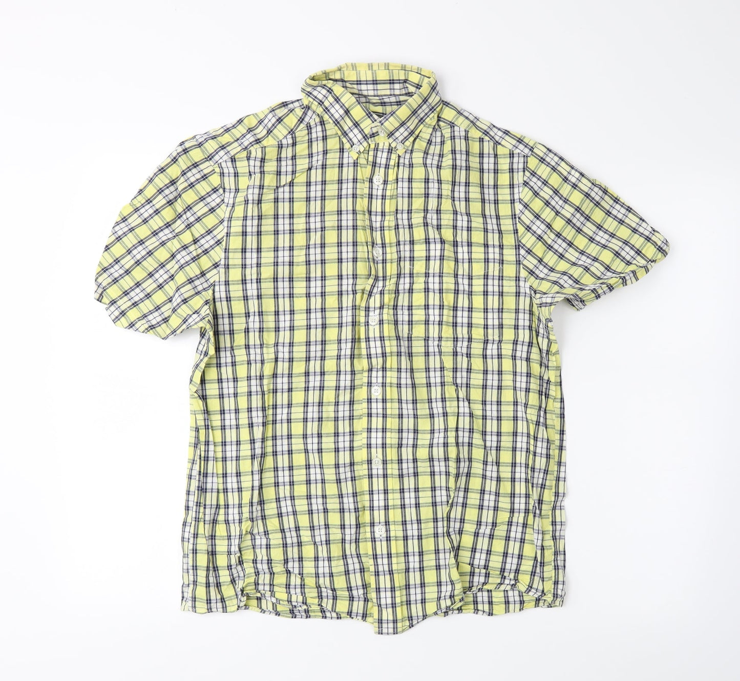 Blue Harbour Mens Yellow Plaid   Button-Up Size S