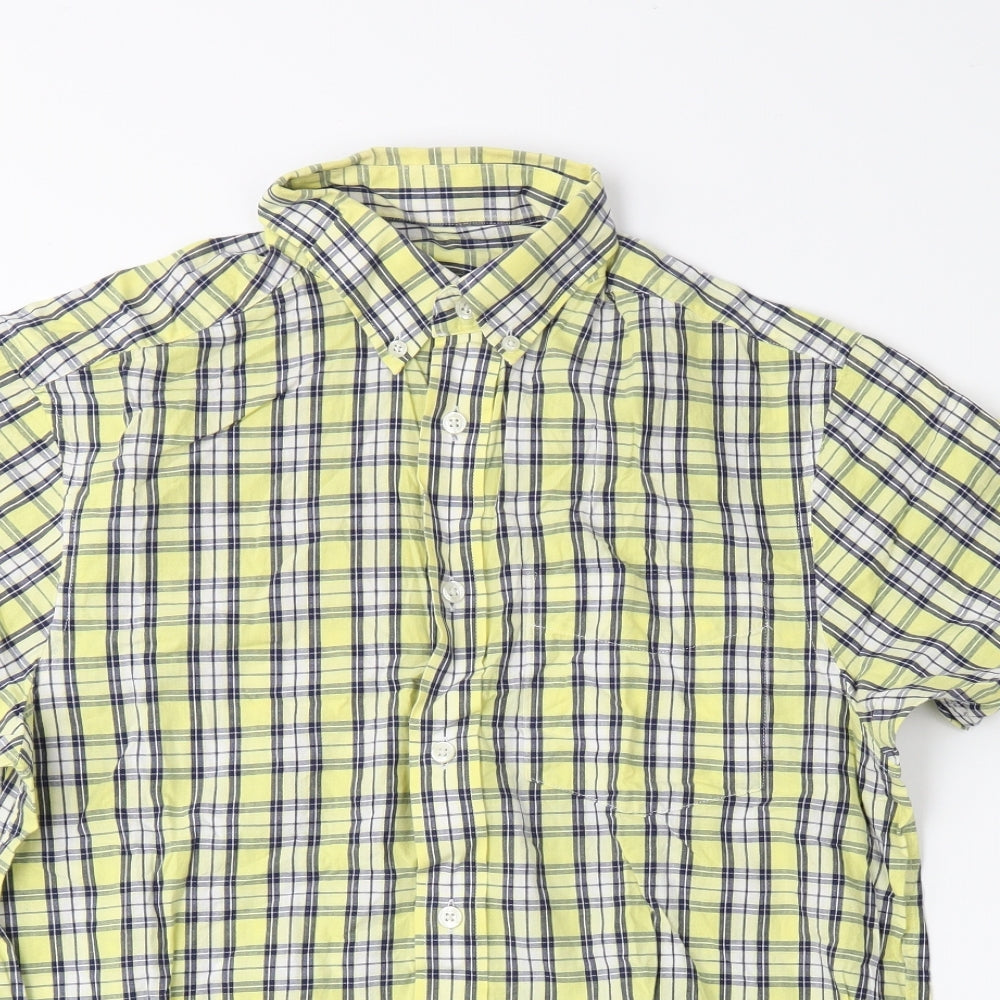 Blue Harbour Mens Yellow Plaid   Button-Up Size S