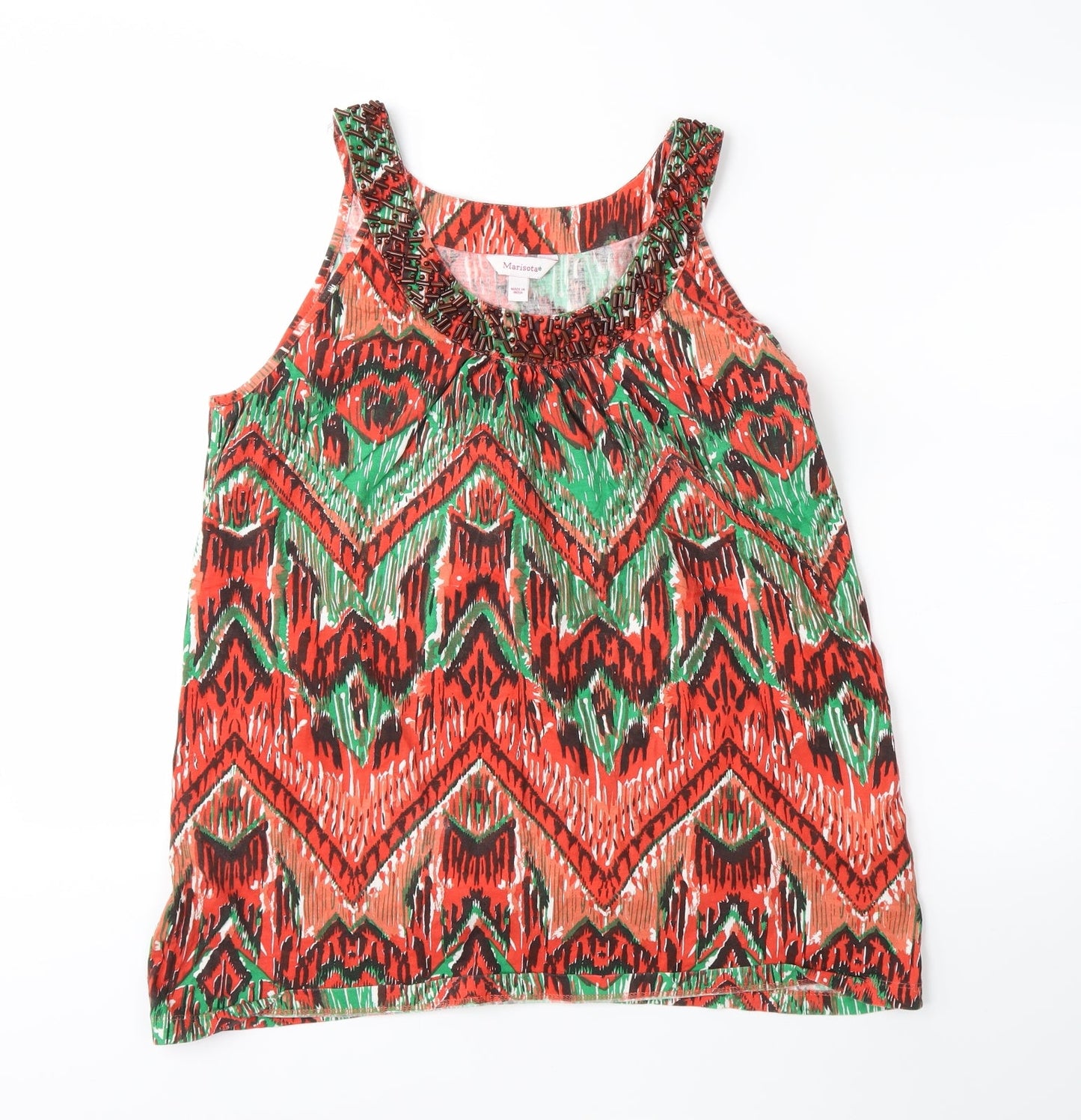 MARISOTA Womens Red Herringbone  Basic Tank Size 14