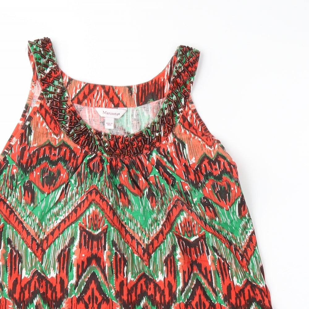 MARISOTA Womens Red Herringbone  Basic Tank Size 14