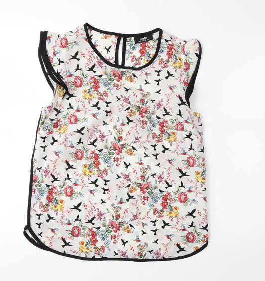 wallia Womens White Floral  Basic Blouse Size 10